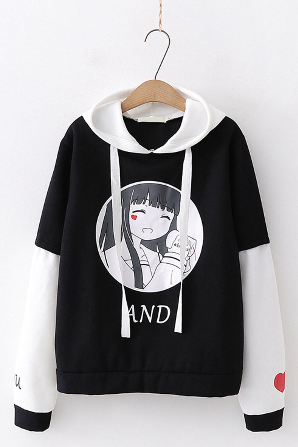 Women Comfortable Long Sleeve Ribbed Cuff Cozy Printed Style Hoodie