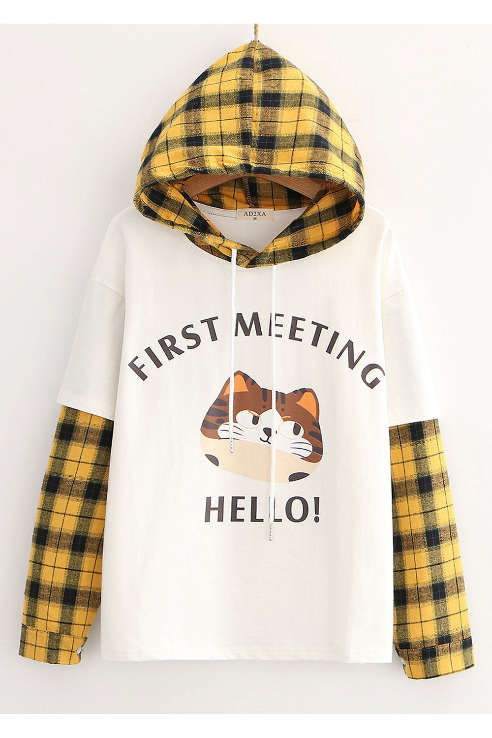 Women Plaid Pattern Long Sleeve Comfy Winter Hoodie