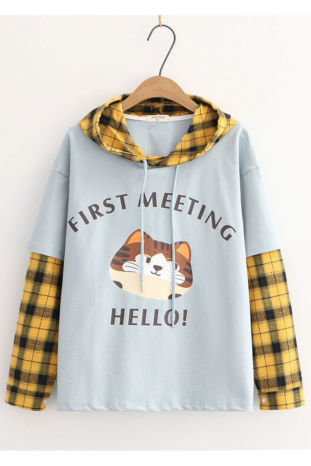 Women Plaid Pattern Long Sleeve Comfy Winter Hoodie