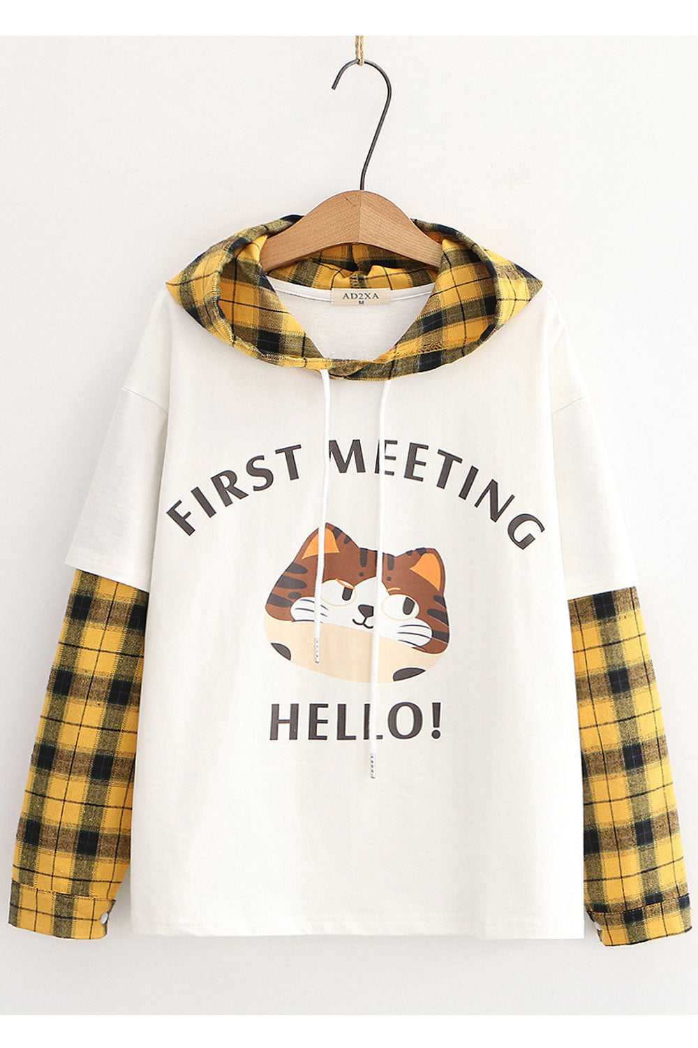Women Plaid Pattern Long Sleeve Comfy Winter Hoodie