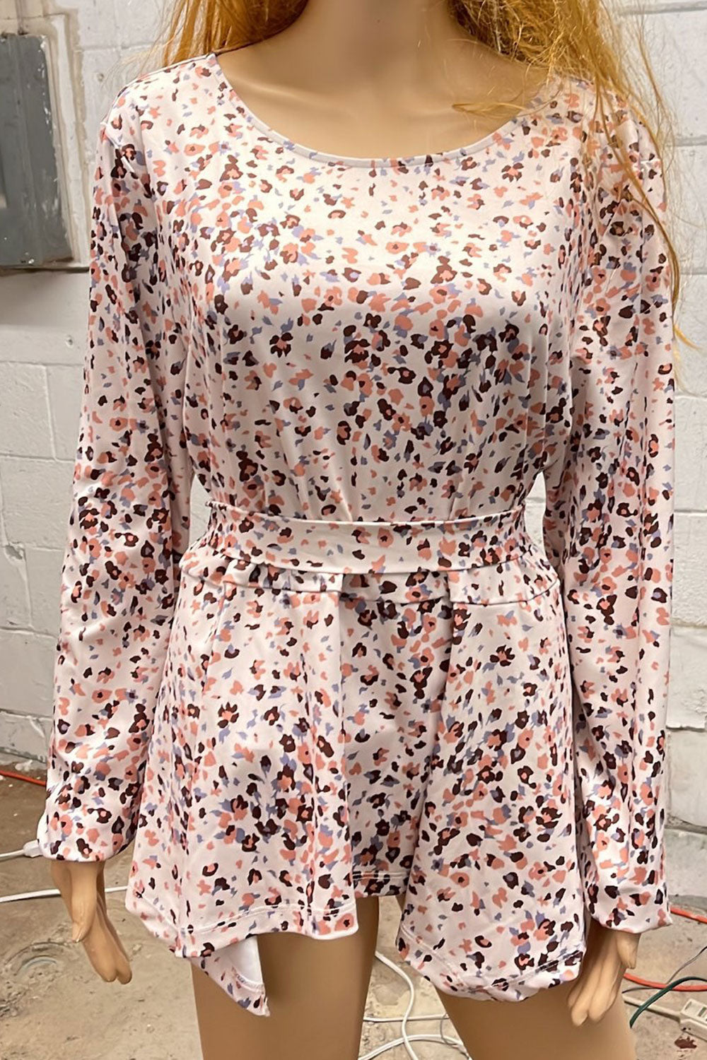 Women Irregular Styled Easy Round Neck Restful Long Sleeve Lovely Printed Pattern Casual Blouse