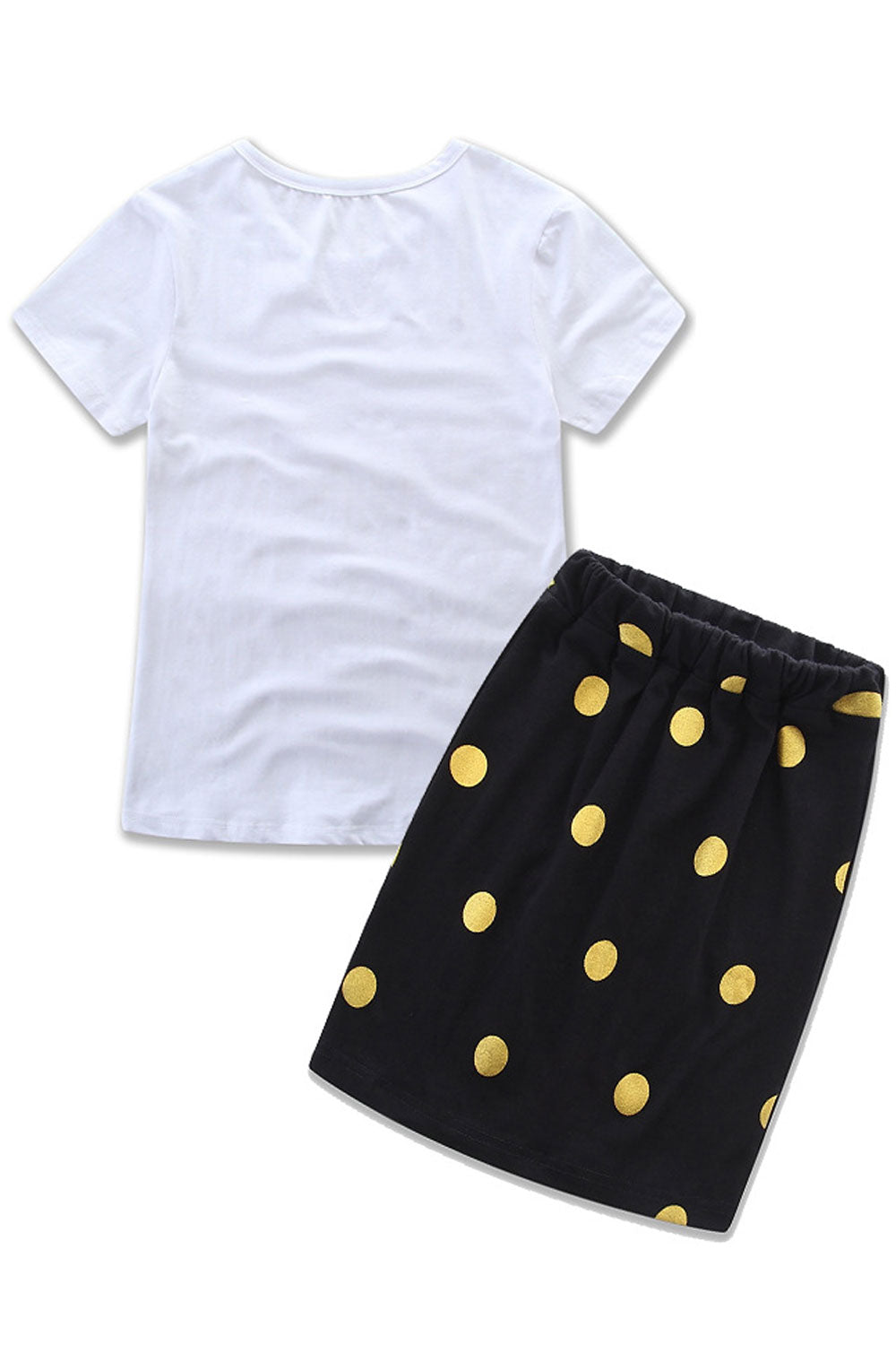 Kids Girls Excellent Polka Doted Skirt Letter Pattern T-Shirt Awesome Outfit Set