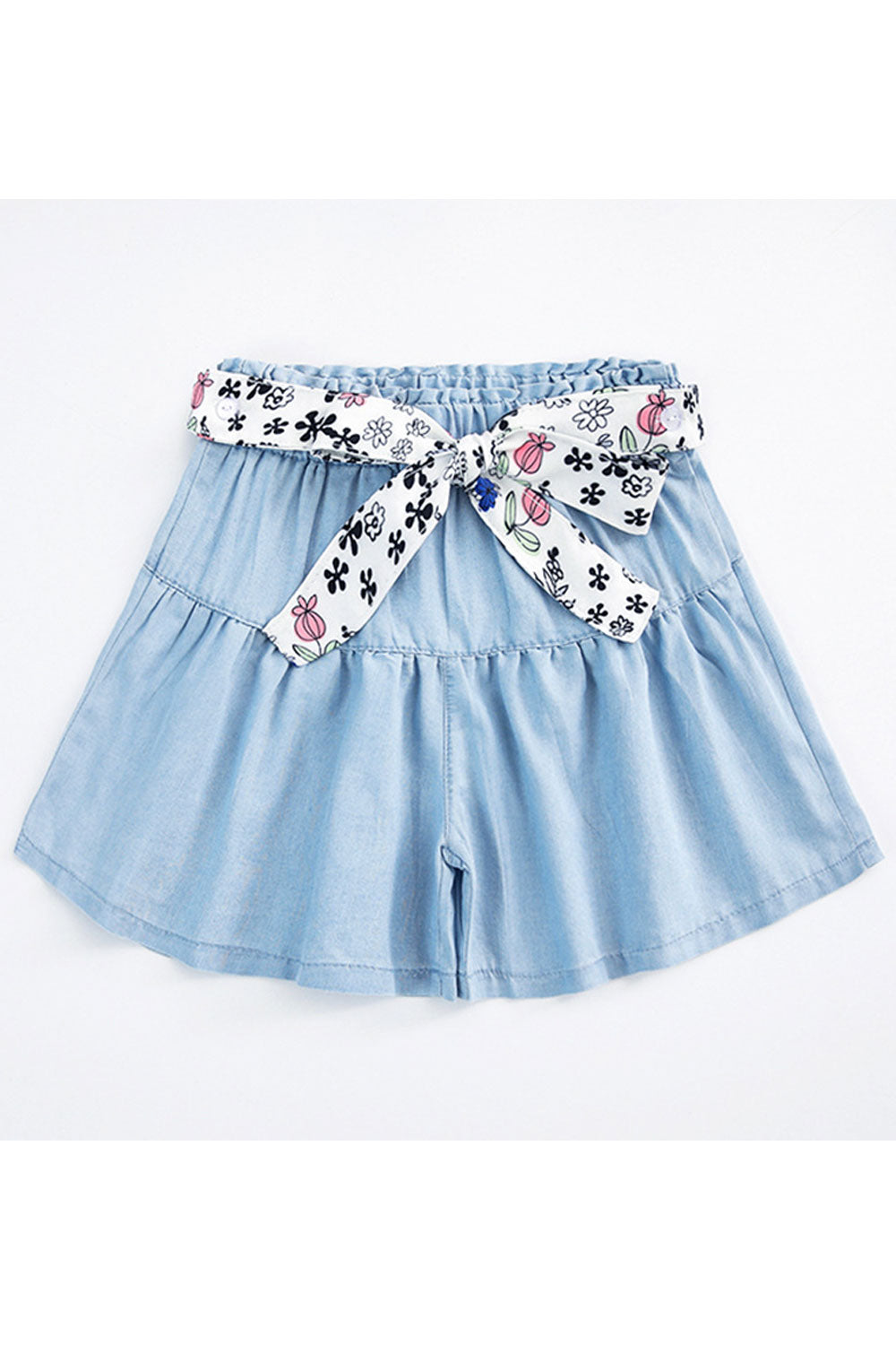 Kids Girls Pretty Solid Colored Elasticated Waist Summer Casual Denim Short
