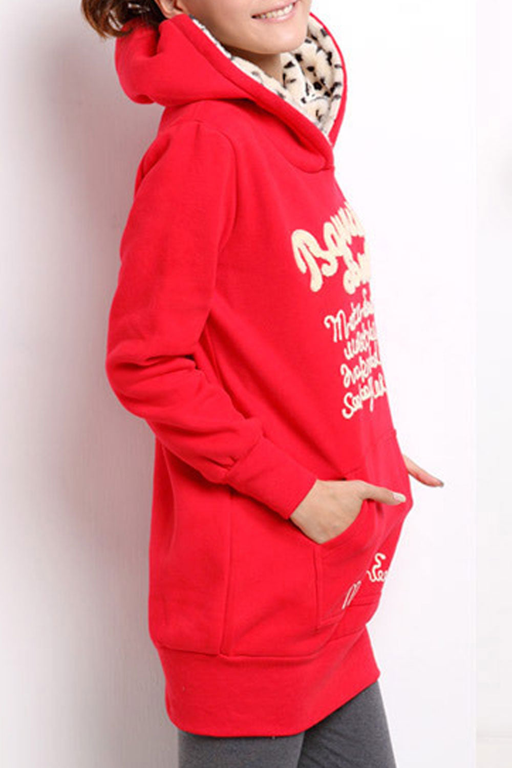 Women Classic Printed Pattern Thick Long Sleeve Hoodie