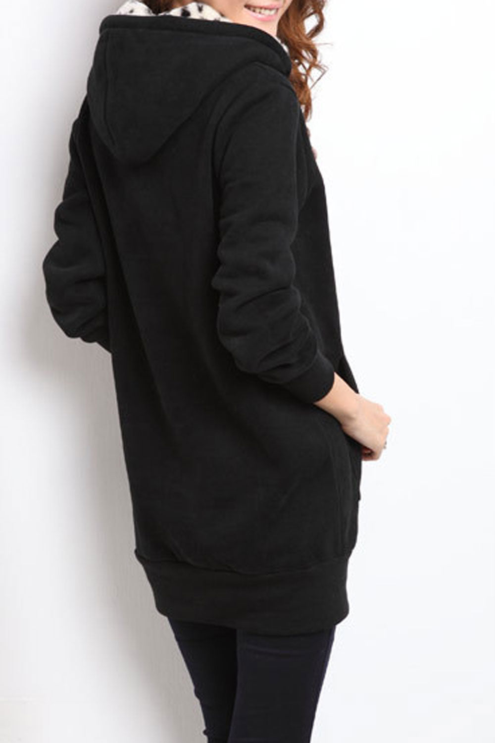 Women Classic Printed Pattern Thick Long Sleeve Hoodie