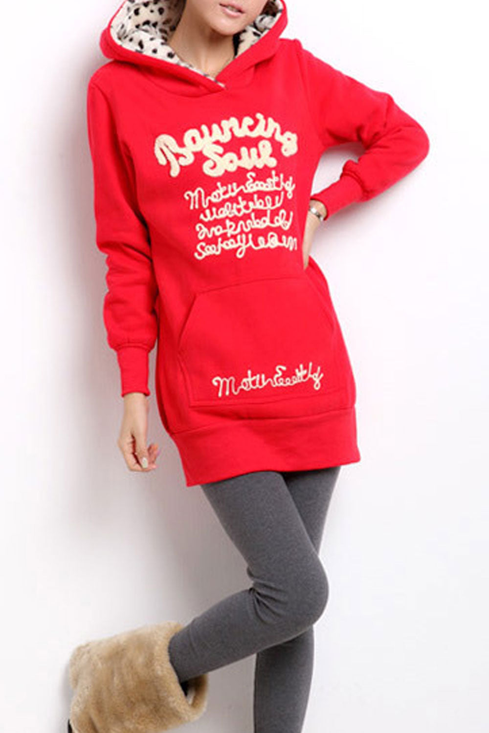 Women Classic Printed Pattern Thick Long Sleeve Hoodie