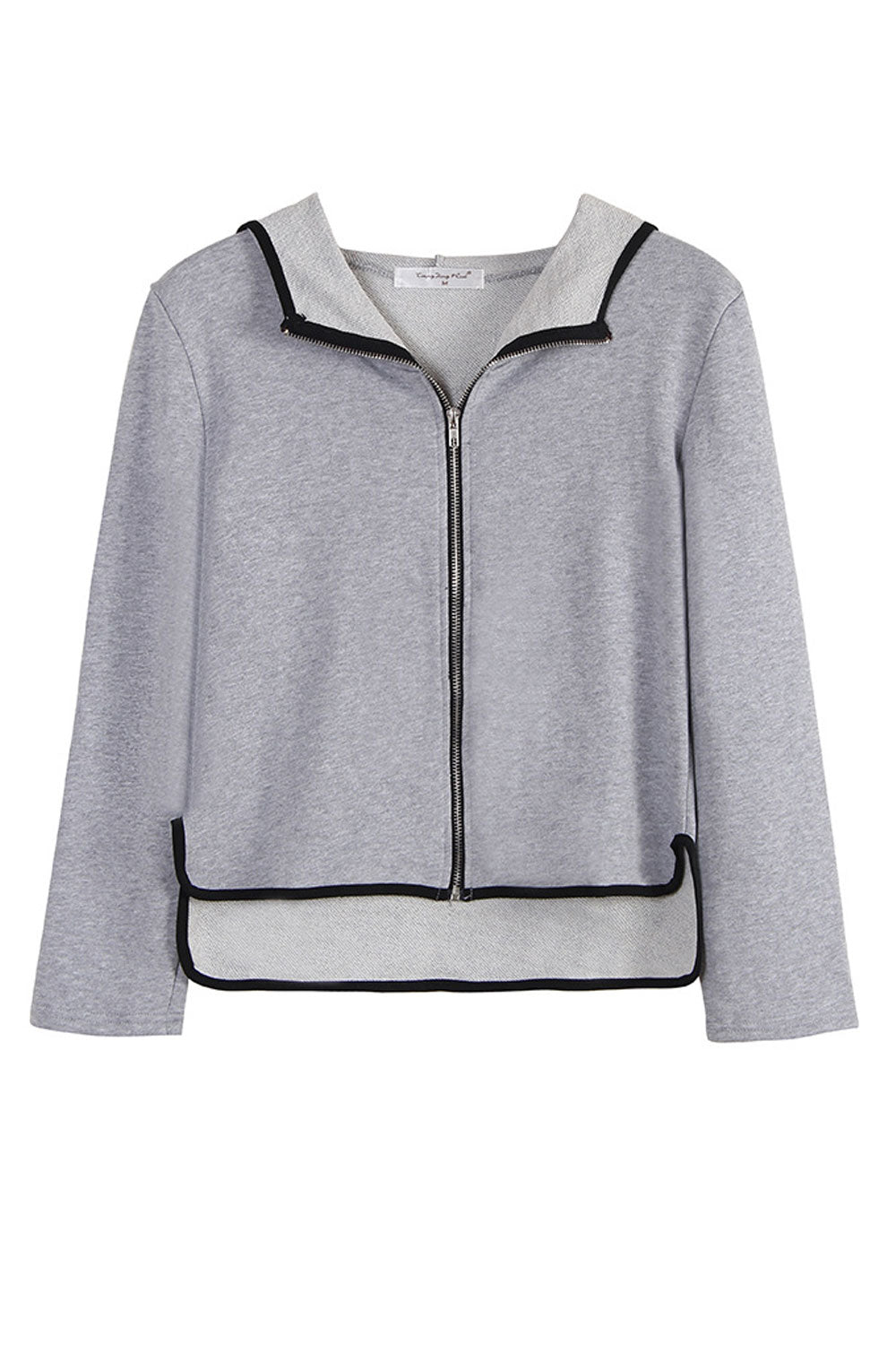 Women Zipper Style Long Sleeve Cozy Solid Colored Hoodie
