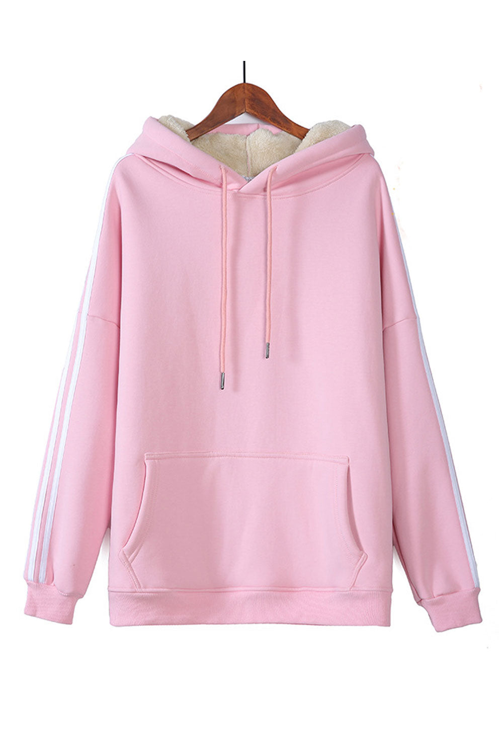 Women Stripe Pattern Long Sleeve Pocket Styling Hoodie
