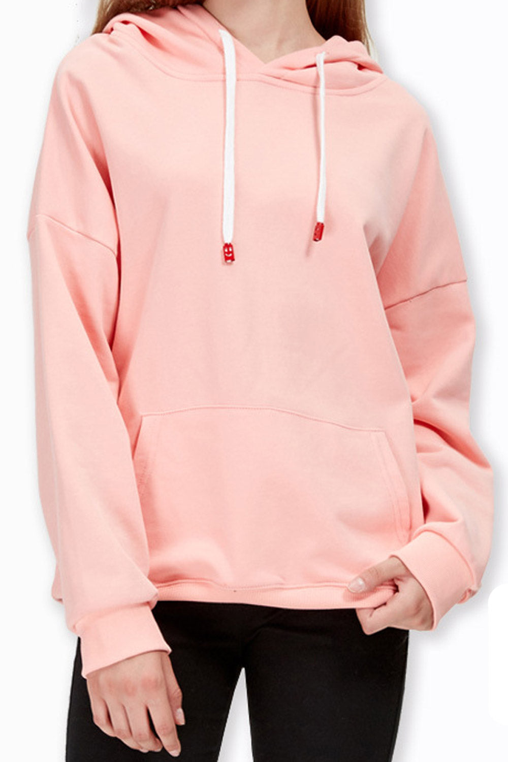 Women Solid Colored Warm Long Sleeve Windproof Hoodie