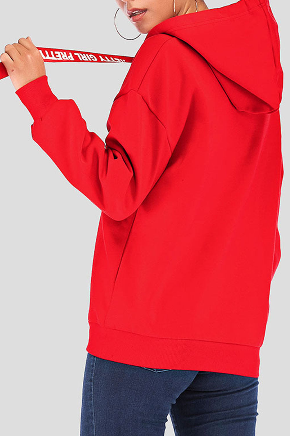 Women Ribbed Cuff & Hem Solid Colored Long Sleeve Thick Stylish Hoodie