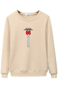 Women Easy Round Neck Ribbed Cuff Perfect Winter Sweatshirt