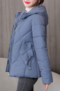 Women Zip Up Styled Soerlid Pattern Long Sleeve Cozy Winter Padded Jacket