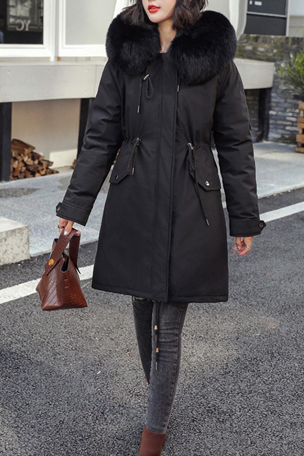Women Long Sleeve Elegant Solid Colored Thick Padded Jacket