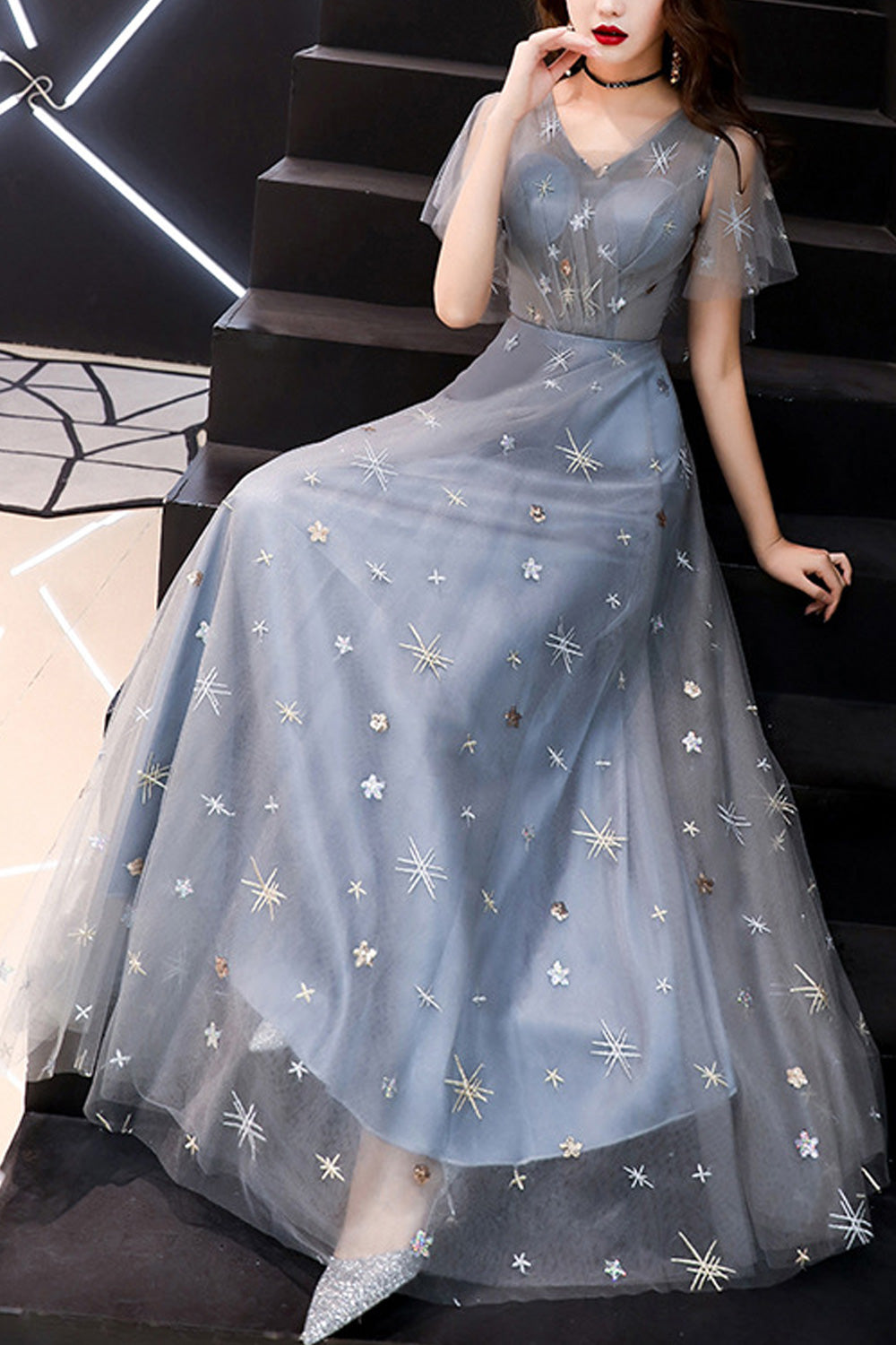 Women V-Neck Style Thin Breathable Classy Wedding Dress