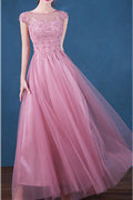 Women Thin Round Neck Sleeveless Charming Embroidered Wedding Dress