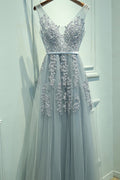 Women Deep V-Neck Style Sleeveless Solid Colored Elegant Wedding Dress