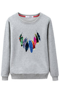 Women Beautiful Printed Style Casual Thick Round Neck Sweatshirt