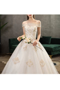 Women Fairy Pretty Lace Embroidered Long Tail Wedding Dress