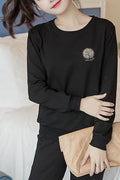 Women Convenient Solid Colored Relax Fit Long Sleeve Warm Sweatshirt