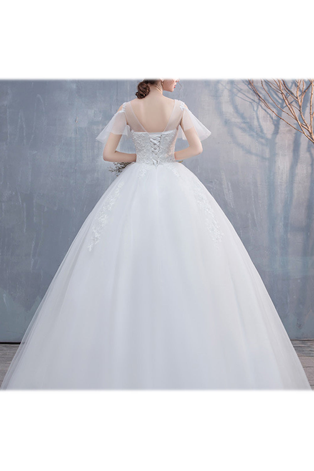 Women Solid Colored Embroidered Lace Breathable Wedding Dress