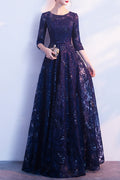 Women Half Sleeve Round Neck Comfortable Long Skirt Wedding Party Dress