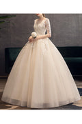 Women V-Neck Style Half Sleeve Beautiful Lace Embroidered Wedding Dress