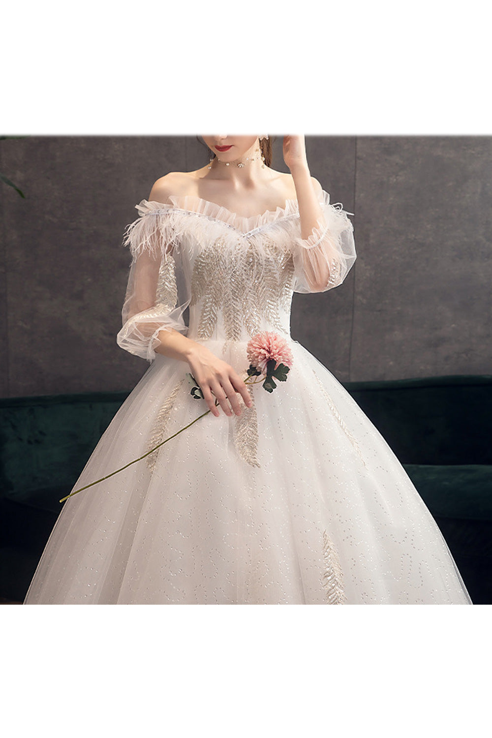 Women Lightweight Soft Pretty Long Thin Sleeve Fashionable Wedding Dress