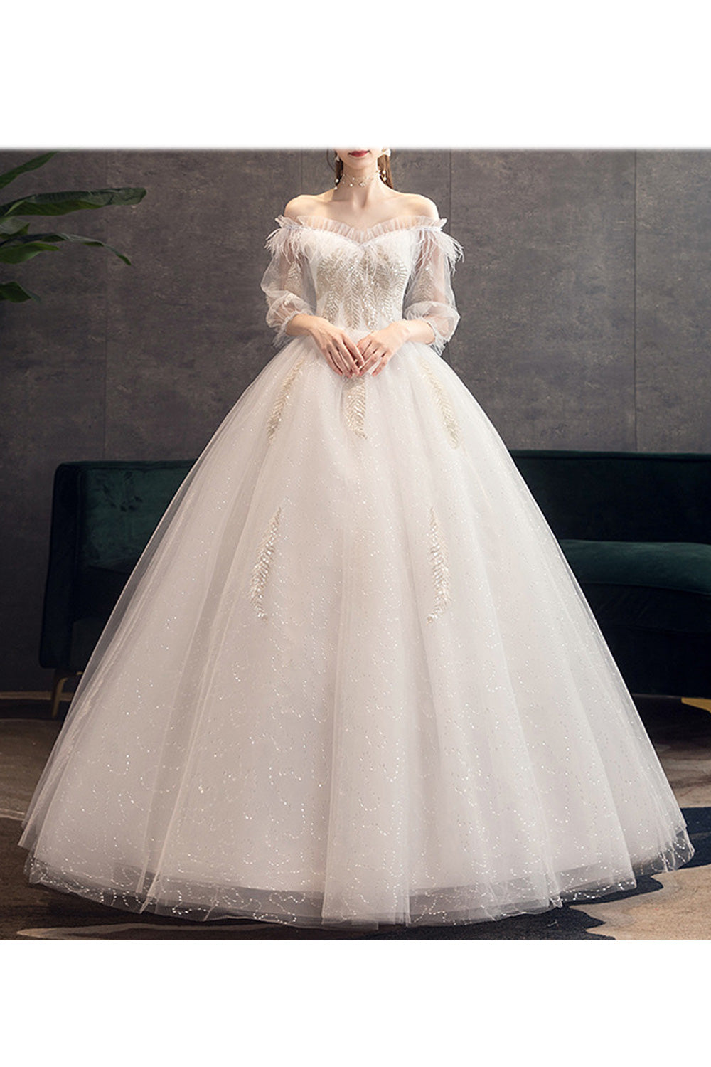Women Lightweight Soft Pretty Long Thin Sleeve Fashionable Wedding Dress