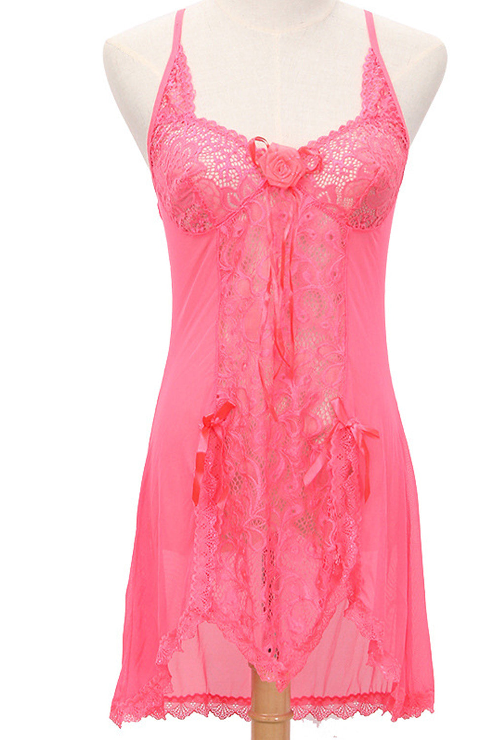Women Delightful Solid Colored Hollow Lace Pretty Lingerie