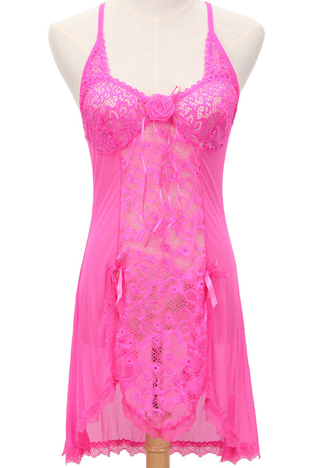 Women Delightful Solid Colored Hollow Lace Pretty Lingerie
