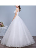 Women Sleeveless Style Round Neck Long Skirt Solid Colored Wedding Dress