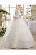 Women Pretty Beads Decorated Off-Shoulder Style Wedding Dress