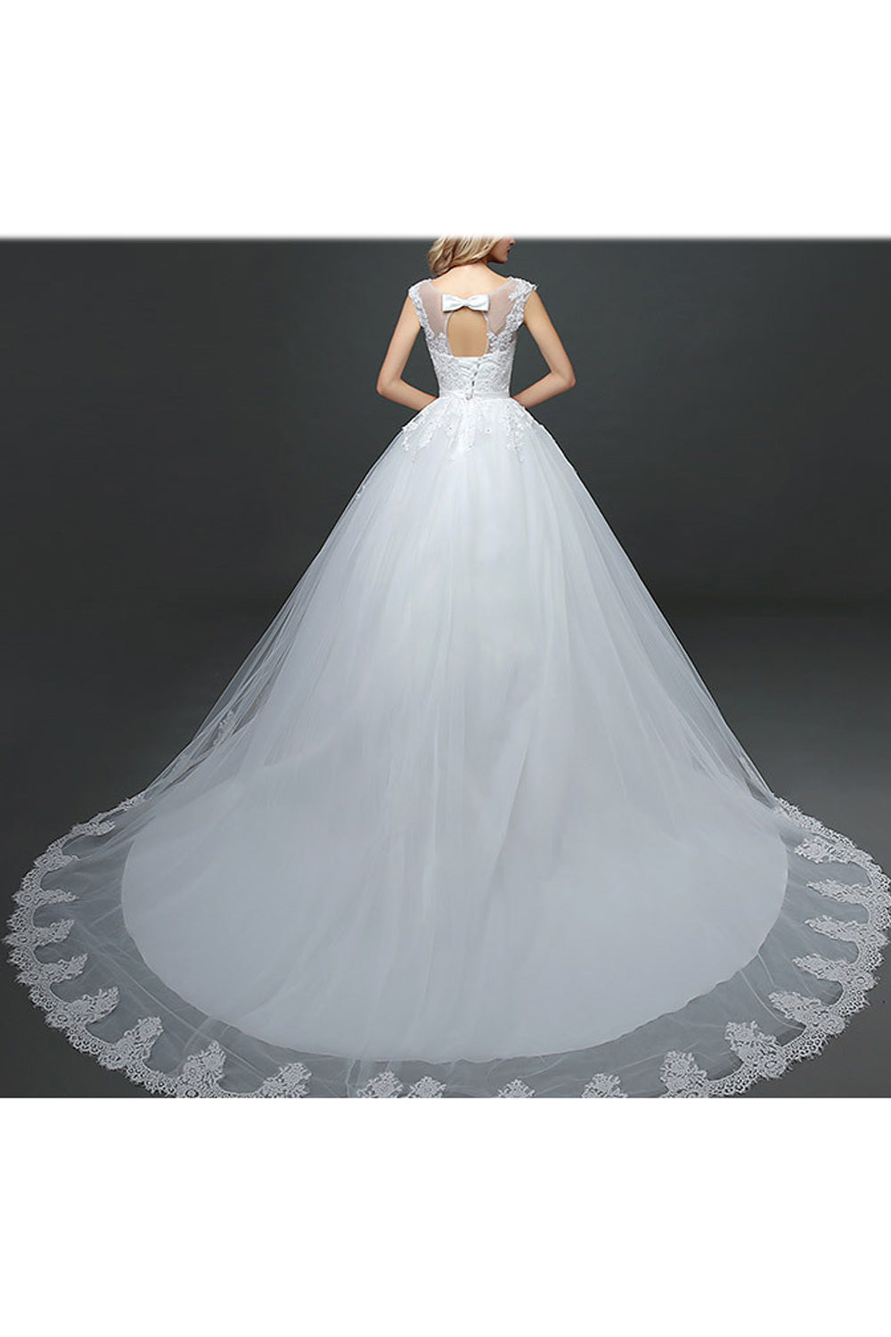 Women Round Neck Short Sleeve Slim Fit Loose Skirt Wedding Dress