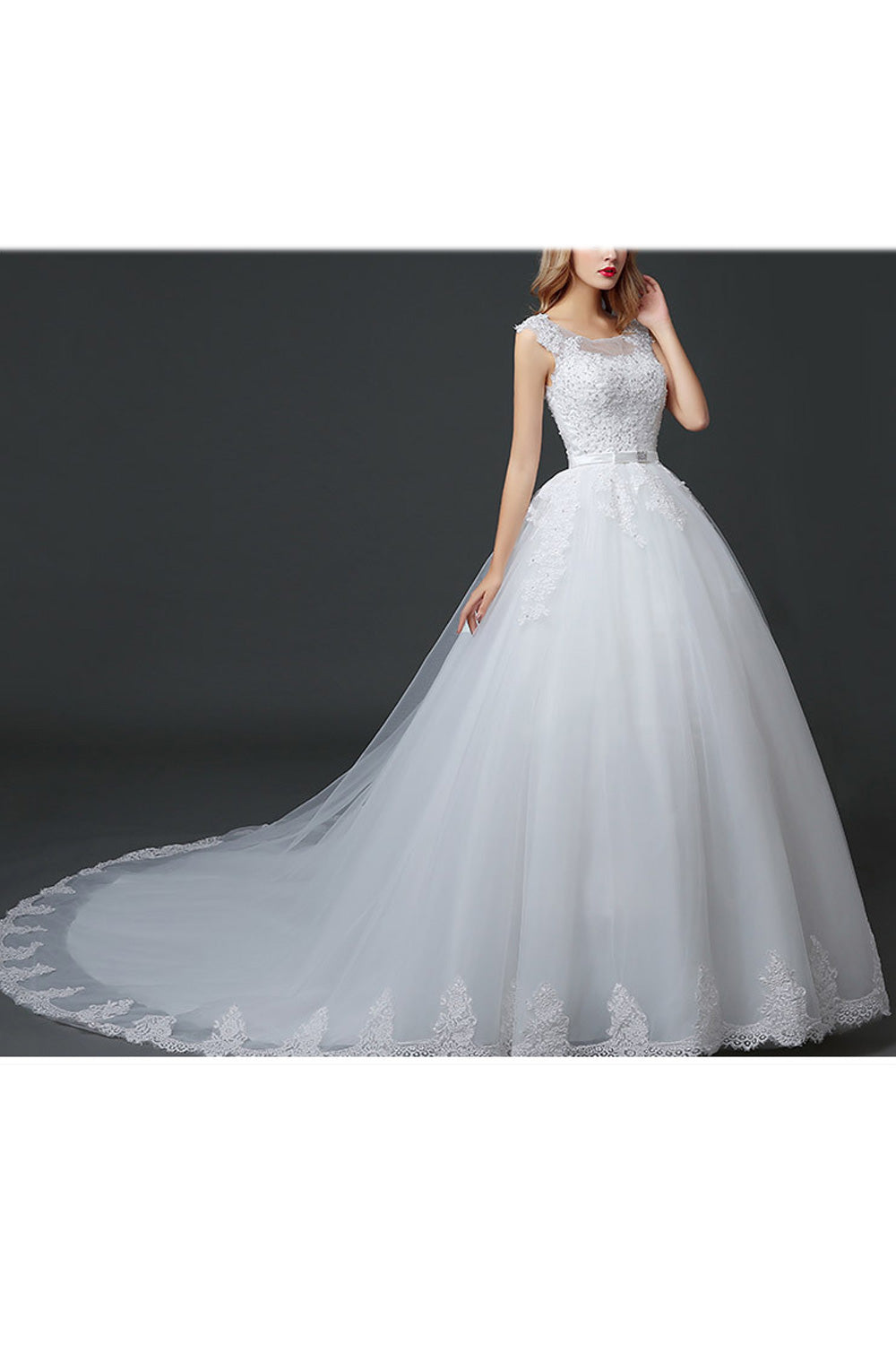 Women Round Neck Short Sleeve Slim Fit Loose Skirt Wedding Dress