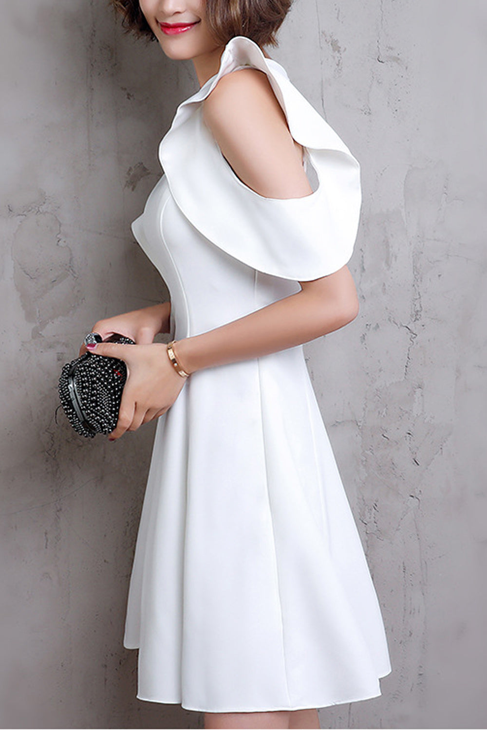 Women Round Neck Short Skirt Comfortable Classy Evening Party Dress