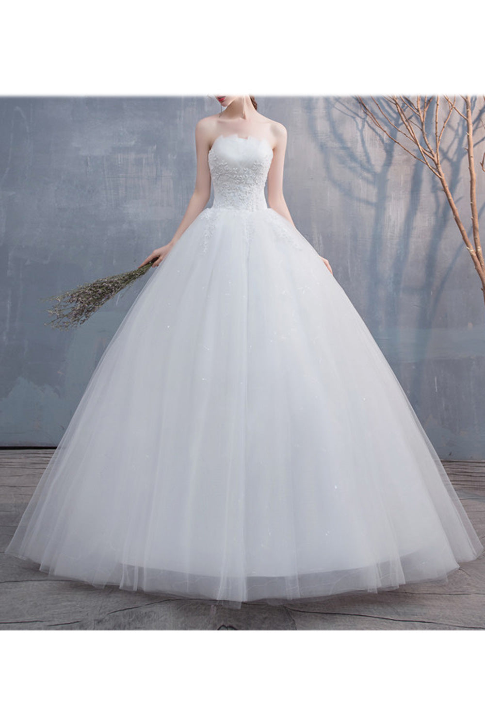 Women Elegant Solid Colored Soft Smooth Off-Shoulder Wedding Dress