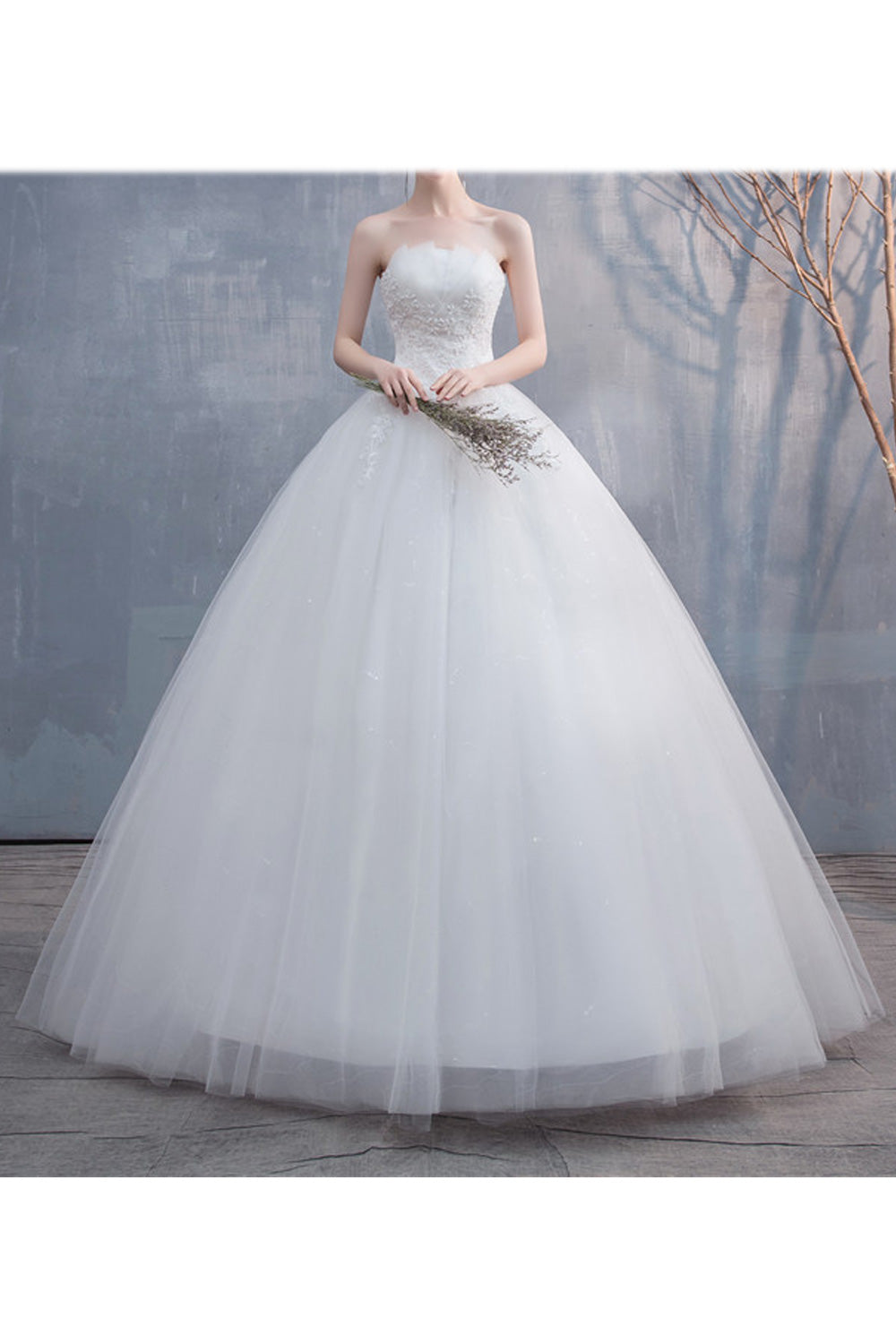 Women Elegant Solid Colored Soft Smooth Off-Shoulder Wedding Dress