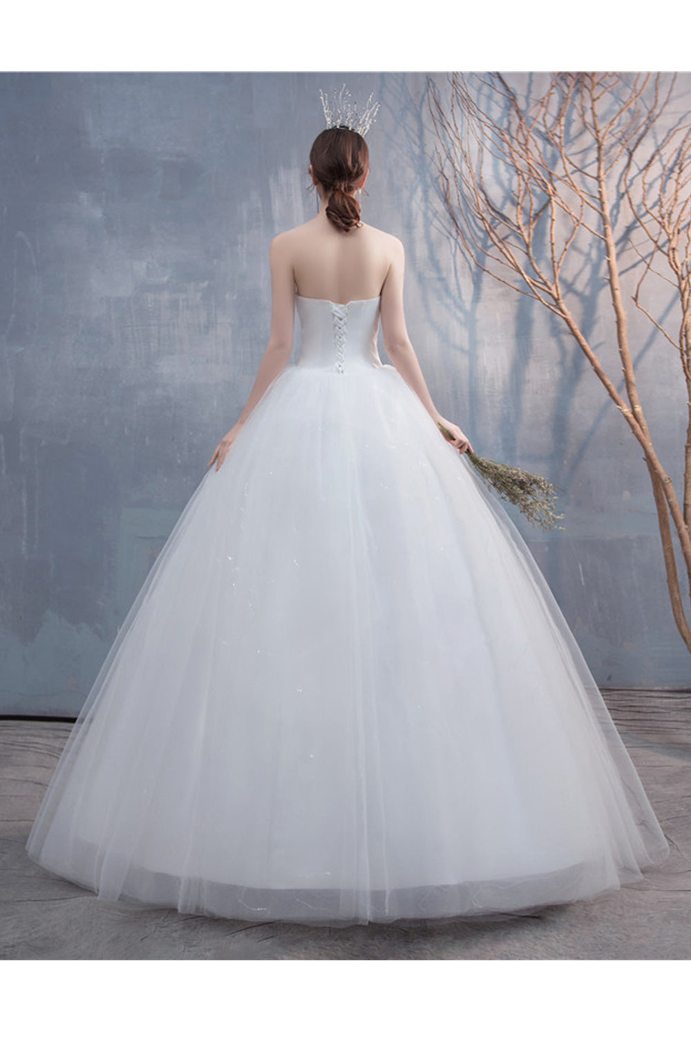 Women Elegant Solid Colored Soft Smooth Off-Shoulder Wedding Dress