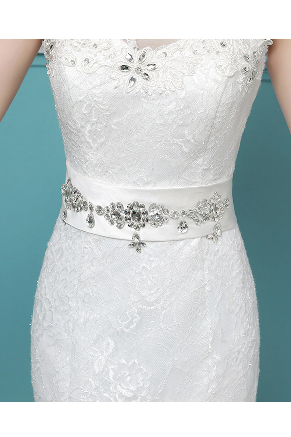 Women Fish Tail Slim Fit Round Neck Sleeveless Style Wedding Dress