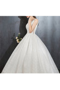 Women Deep V-Neck Style Sleeveless Loose Long Gown Wedding Dress