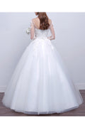 Women Lace Long Sleeve A-Line Skirt Classy Solid Pattern Wedding Dress