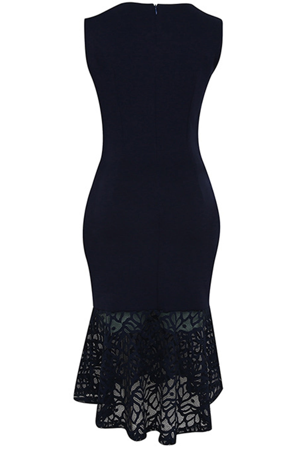 Jhonpeters Women Mermaid Style Sleeveless Waist Fitted Party Dress Navy