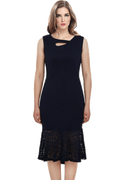 TomCarry Women Mermaid Style Sleeveless Waist Fitted Party Dress Navy