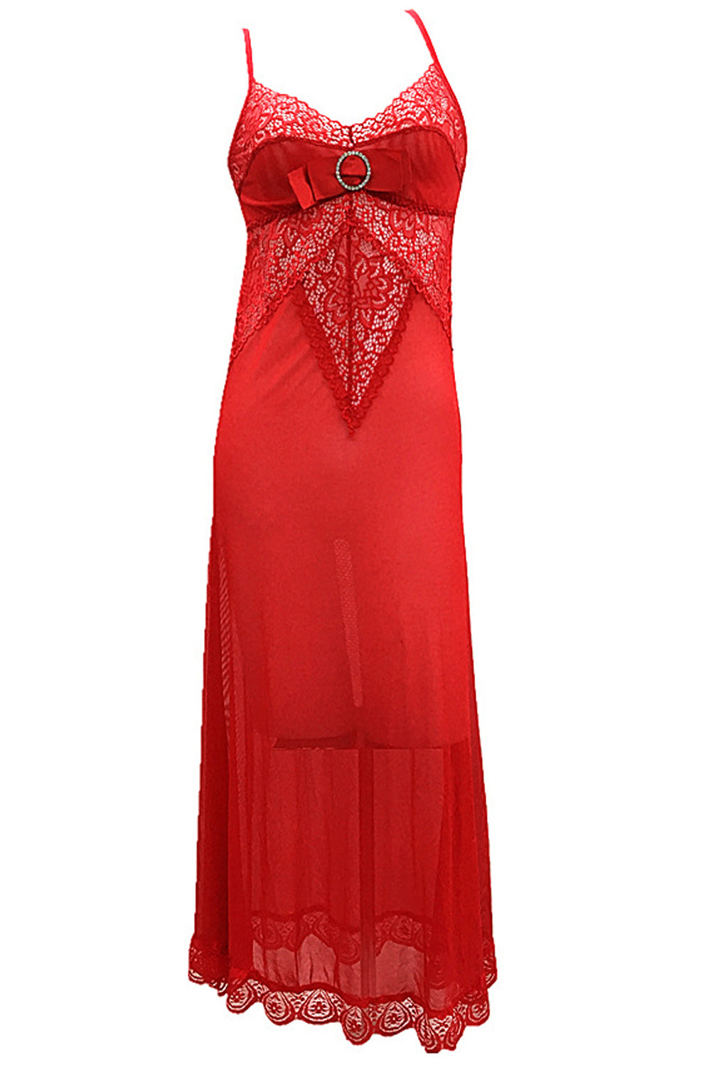 Women Thin Strap Neck Full Length Breathable Solid Colored Lingerie
