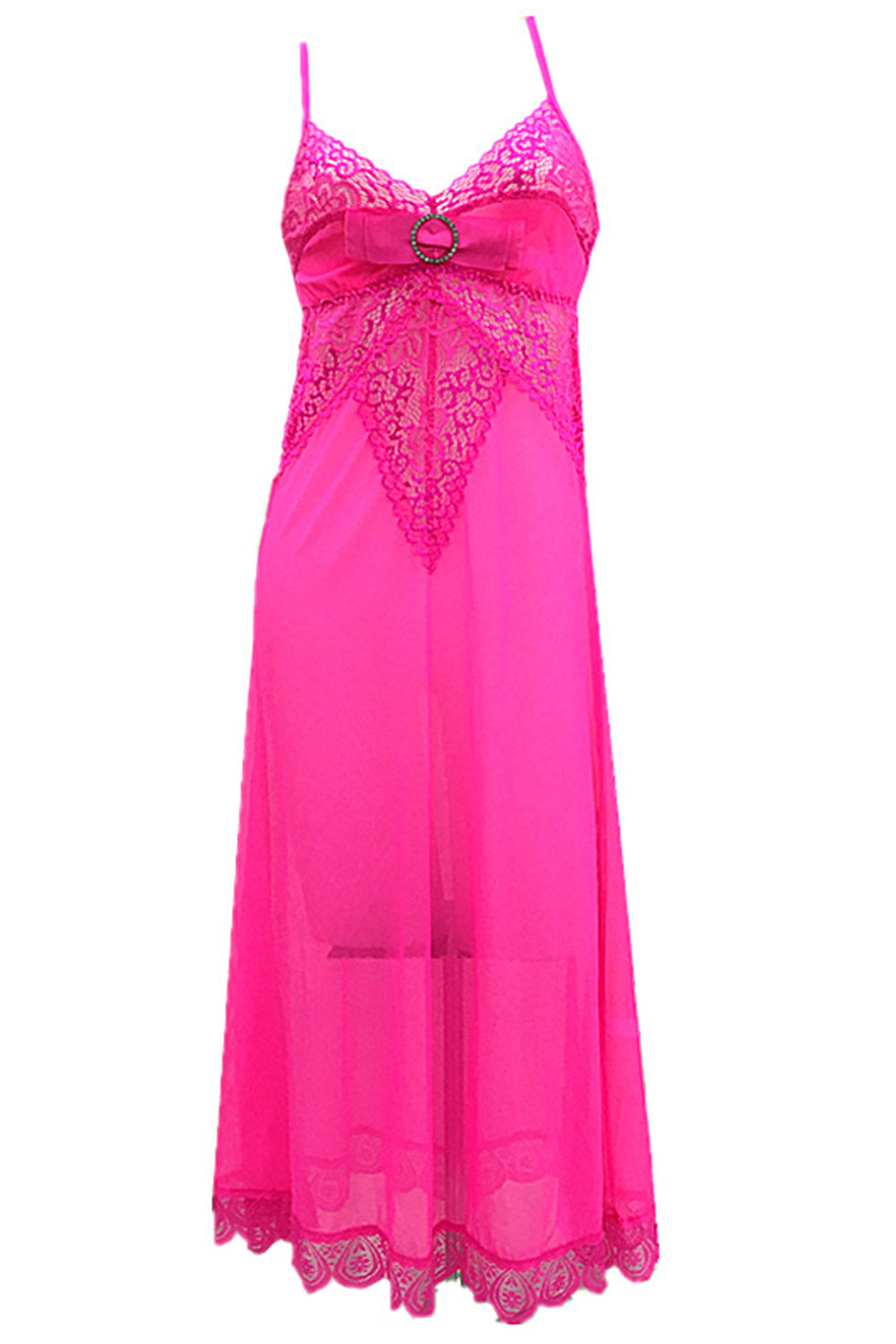 Women Thin Strap Neck Full Length Breathable Solid Colored Lingerie