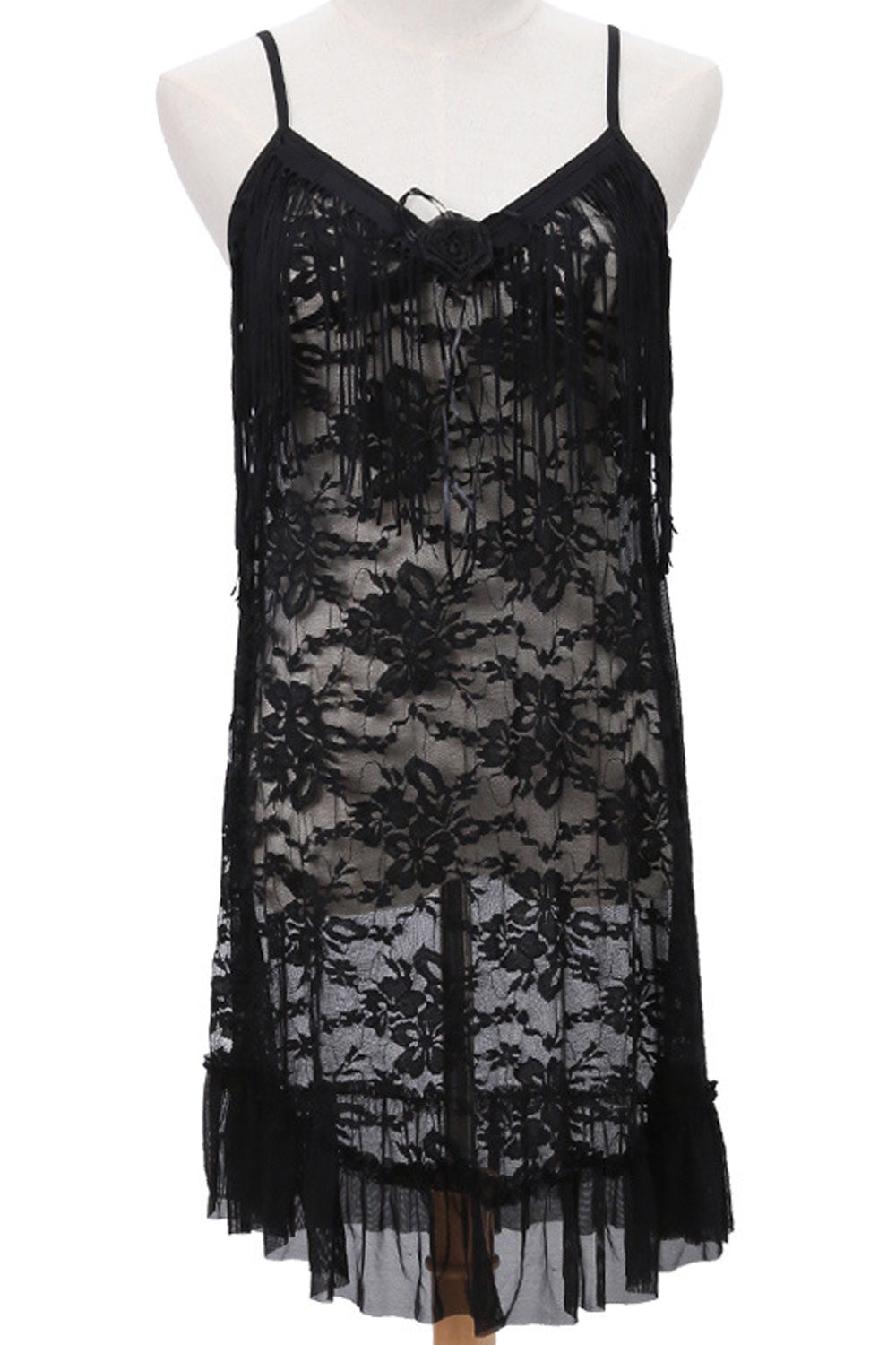 Women Beautiful Solid Colored Ruffled Lace Hem Stylish Lingerie