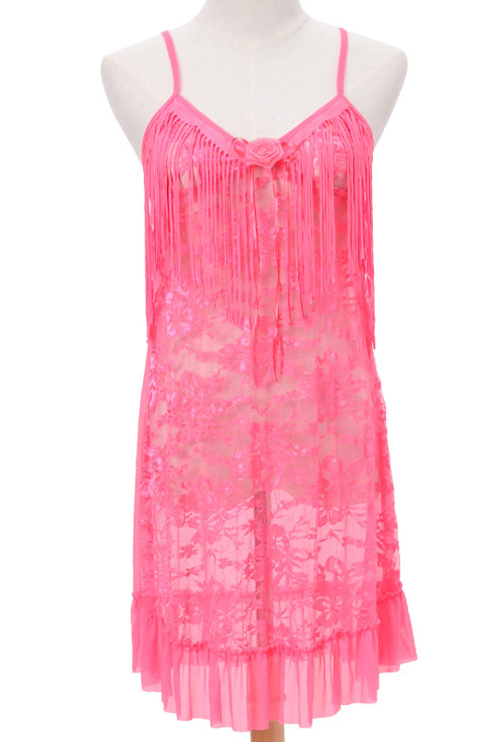 Women Beautiful Solid Colored Ruffled Lace Hem Stylish Lingerie