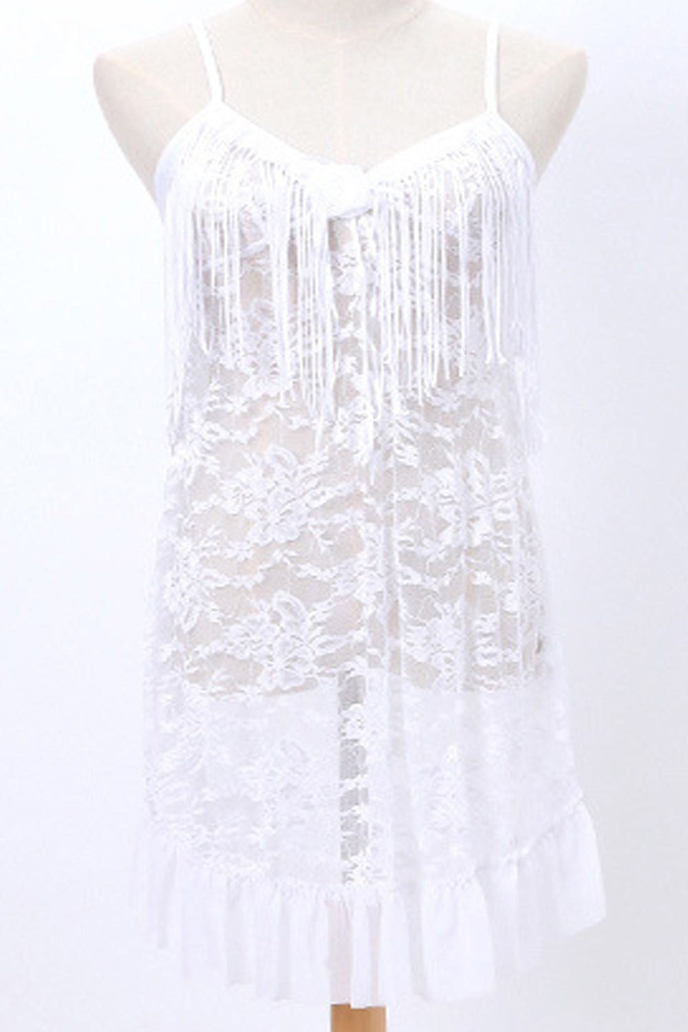 Women Beautiful Solid Colored Ruffled Lace Hem Stylish Lingerie