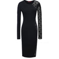 Slim High Neck Long Sleeve Fitted Dress