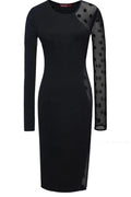 Women Slim Transparent Long Sleeve High Neck Bodycon Dress